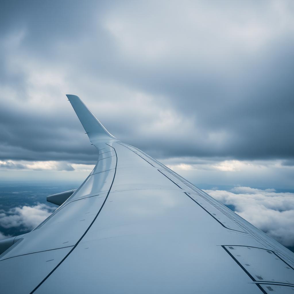 Airliner wing above cloud