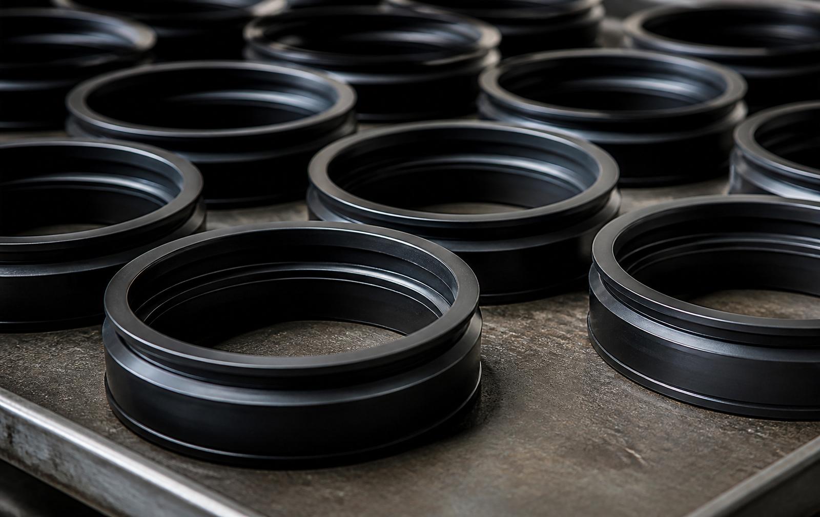 Coated elastomer shaft seals on a stainless steel bench